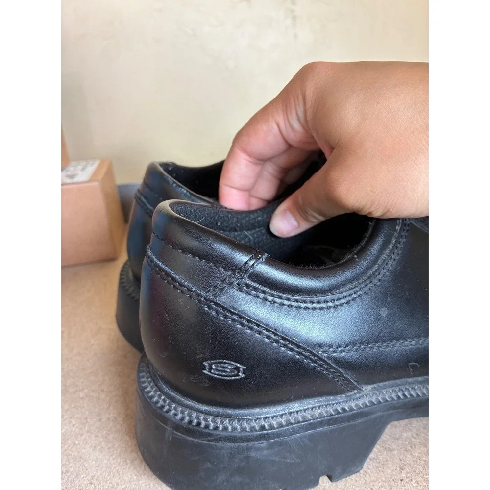 Skechers Jammers Black Leather Chunky Lug Sole Platform Oxfords SN 4411 Mens 9.5